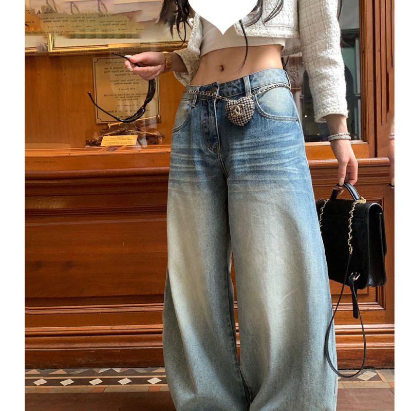 Ouyang's Trendy Pants Are Now Available in Store! 100% Cotton Distressed Wrinkled Jeans, Loose Fit, Curved Leg Pants