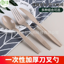 一次性塑料刀叉勺加厚长柄可降解外卖餐具三件套轻食叉勺西餐刀叉