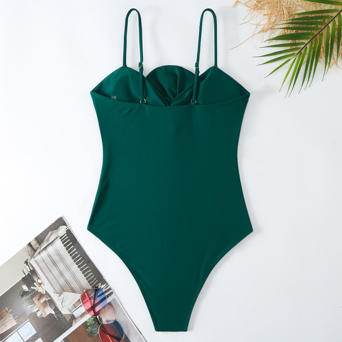 Charming Maiden 2025 Solid Color One-Piece Swimsuit for Women, European and American French Retro Stomach Covering Slimming Swimwear Set