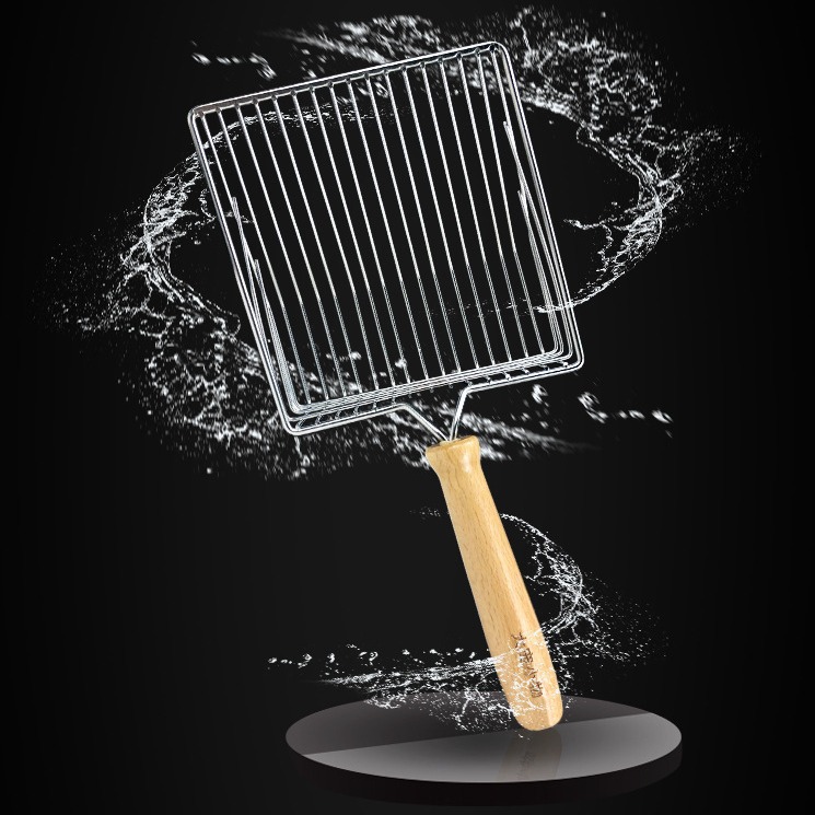 Fuente de origen: pala de arena para gatos de metal, orificio pequeño, mango de madera, pala de mierda para gatos grande, herramienta de arena para gatos, suministros para gatos