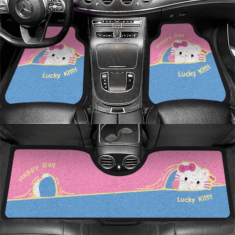 Cartoon Car Floor Mats, Cute and Dirt-Resistant, Cuttable and Stain-Resistant Wire Loop Car Mats