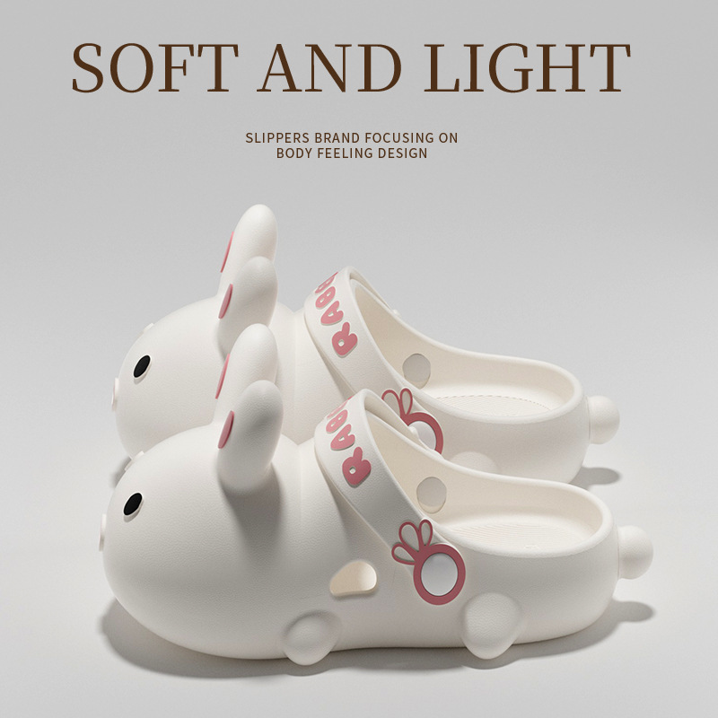 Eva Slippers 2025 New Summer Model for Women, Cute Rabbit Design, Indoor Home Slippers with a Soft, Squishy Feel, Non-Slip, Odor-Resistant, Hole-Style Sandals