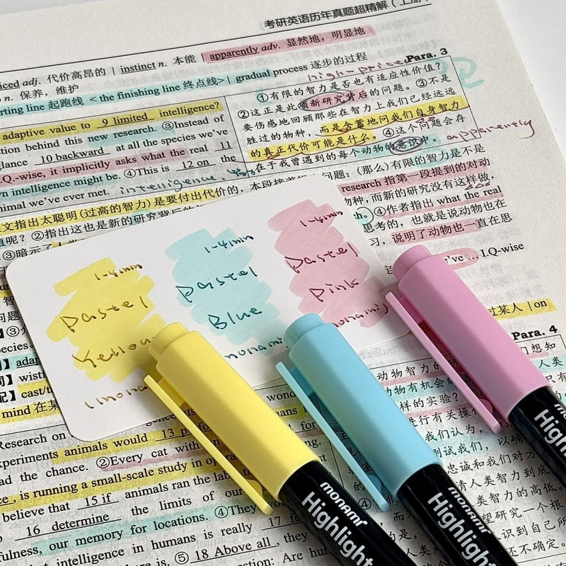 韩国慕娜美荧光笔慕那学生柔和护眼马卡龙标记记号笔淡色笔记|undefined