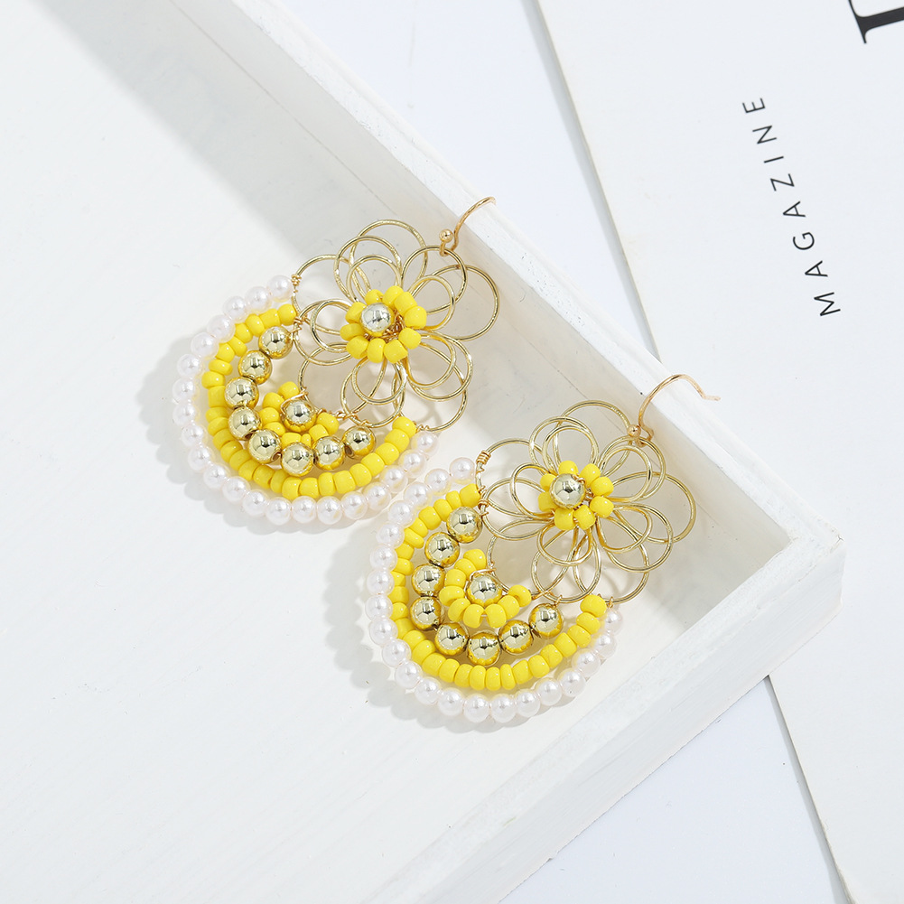 Bohemian Fashion Hand-woven Flower Earrings display picture 17