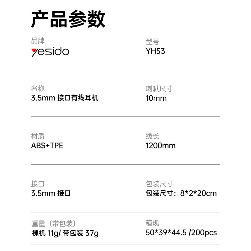 Yesido 携帯電話有線ヘッドフォン越境卸売プラグアンドプレイ丸穴 3.5 ミリメートル Android インイヤー有線ヘッドフォン|undefined