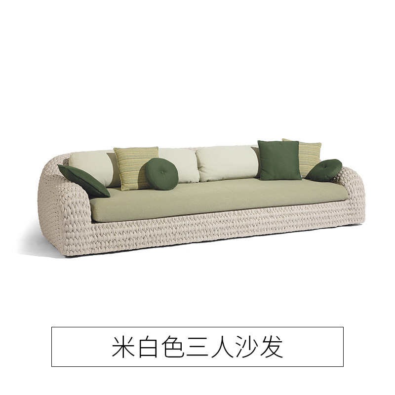 Sofá de ratán al aire libre Sala de estar del hotel Casa de familia al aire libre Villa Patio al aire libre Impermeable Protector solar Ocio Muebles de silla de mimbre