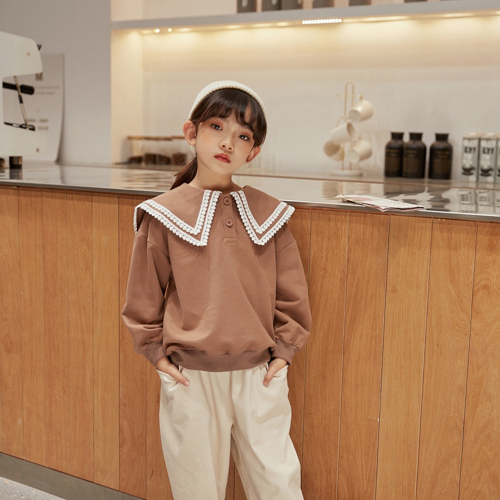 H2138 Brand children&#39;s clothing 2021 new pattern children jacket Children shirt fashion Crew Neck girl shirt