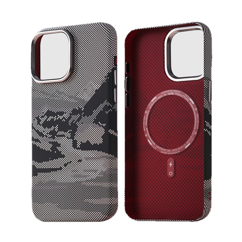 适用苹果16promax山川河流碳纤维纹磁吸手机壳iphone15/14保护套|undefined