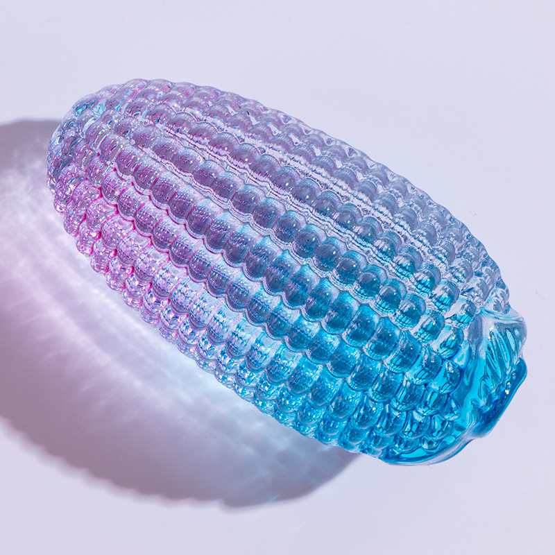 Ornamento de maíz de cristal de cristal de vidrio, maíz de color, maíz hecho a mano puro, maíz amarillo, decoración del hogar