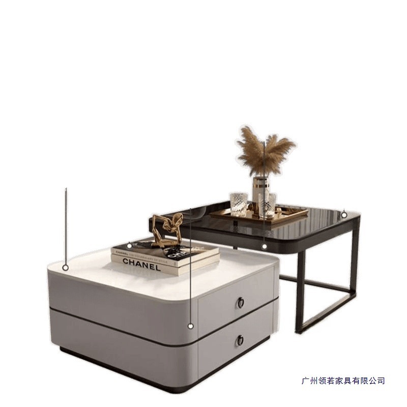 新款意式岩板家用小户型茶几轻奢现代简约客厅网红方形组合简约|undefined
