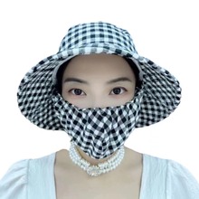 新款一体帽遮阳帽男女夏季采茶骑车遮脸紫外线防晒干活透气网红帽