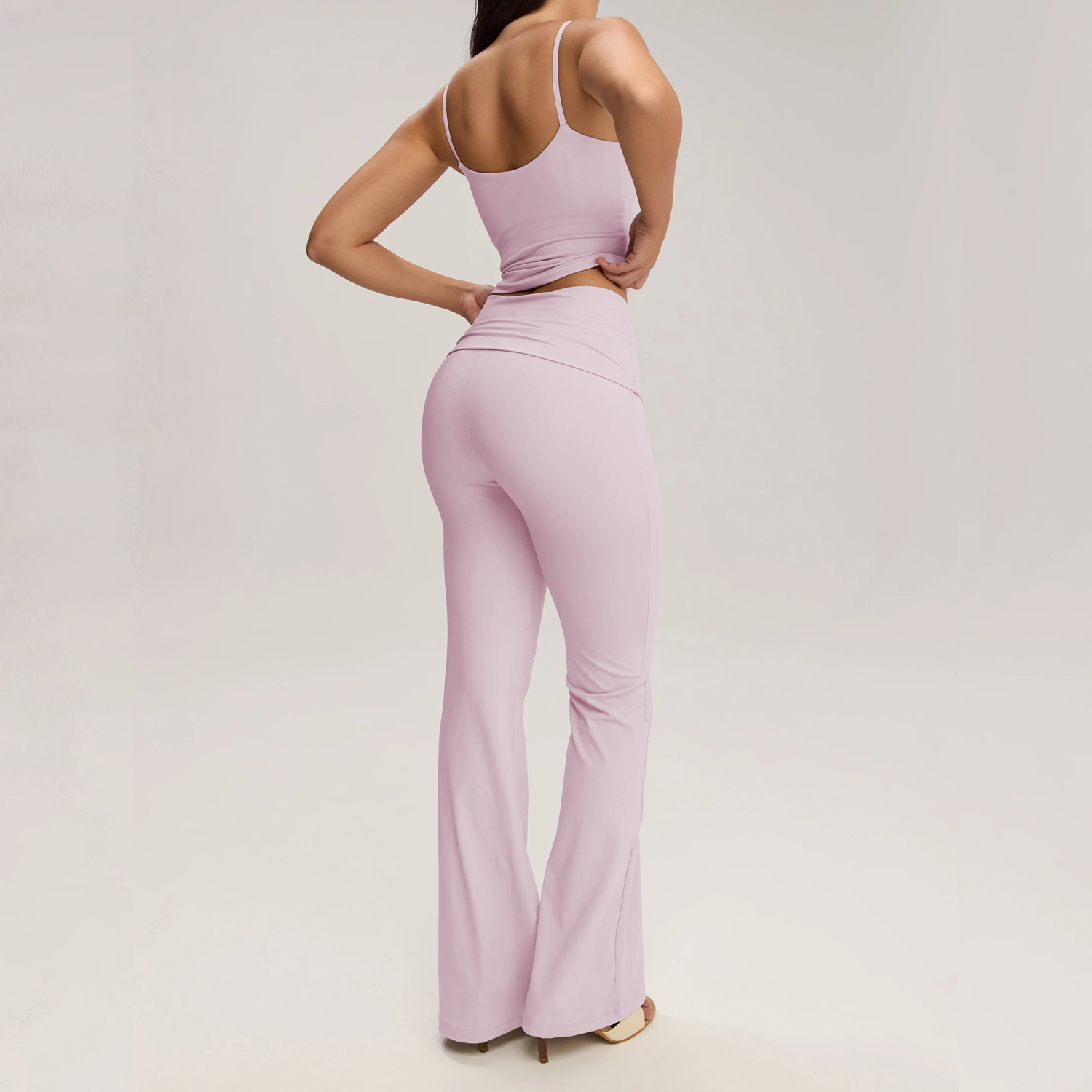 Nuevo conjunto de yoga plegable cabina de acondicionamiento físico chaqueta de mujer pantalones largos para correr pantalones deportivos de piernas anchas dos piezas image 5