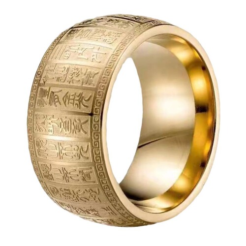 Titanium steel ring ins seal body religious Taiyi golden light mantra finger pull magic mantra ring men's non-fading jewelry wholesale