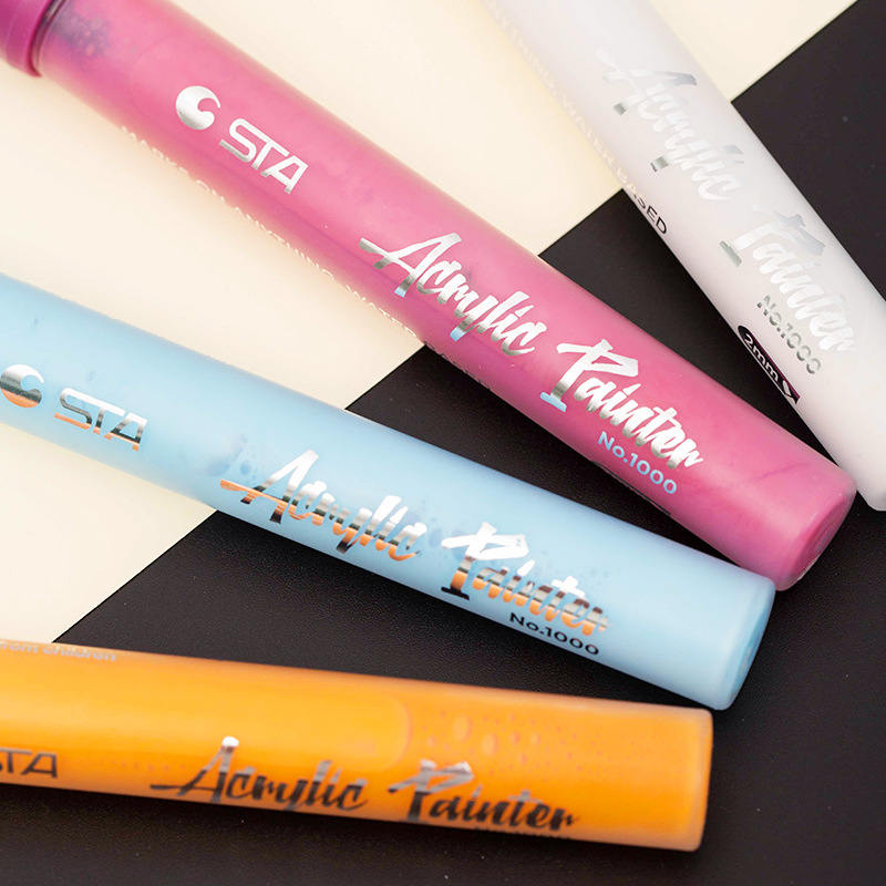 STA 1000C Segunda Generación marcador de acrílico cabeza fina impermeable pintado a mano DIY pintura Zapatos Ropa zapatos acrílico cara