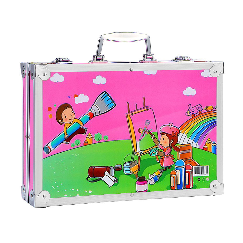 En stock 145 unidades de doble capa de aluminio caja cepillo pintura traje estudiante acuarela pluma niños graffiti caja de regalo fábrica al por mayor