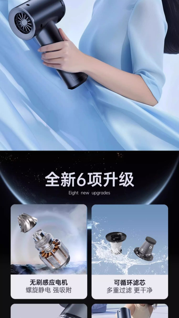 Kafeila Cross-Border Wireless Car-Mounted Multi-Functional Vacuum Cleaner, Household Handheld Portable Pet Hair Vacuum Cleaner