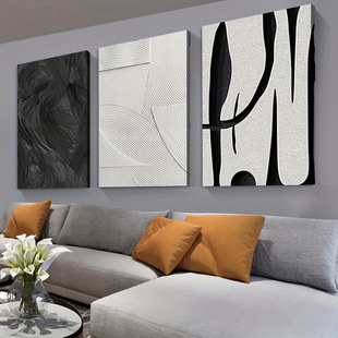 Foreign Trade Cross-Border Black and White Abstract Texture Geometric High-End Decorative Frameless Hanging Painting Core Canvas Poster