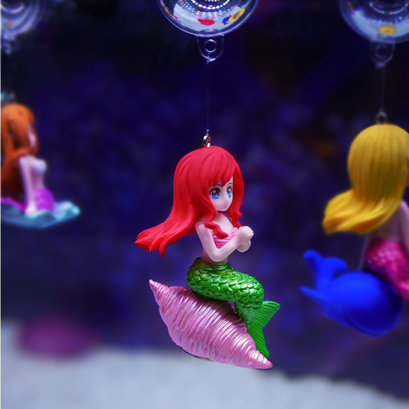 Micro paisaje decoración de dibujos animados sirena pecera paisaje colgante marino Shell princesa flotante bola decoración del acuario