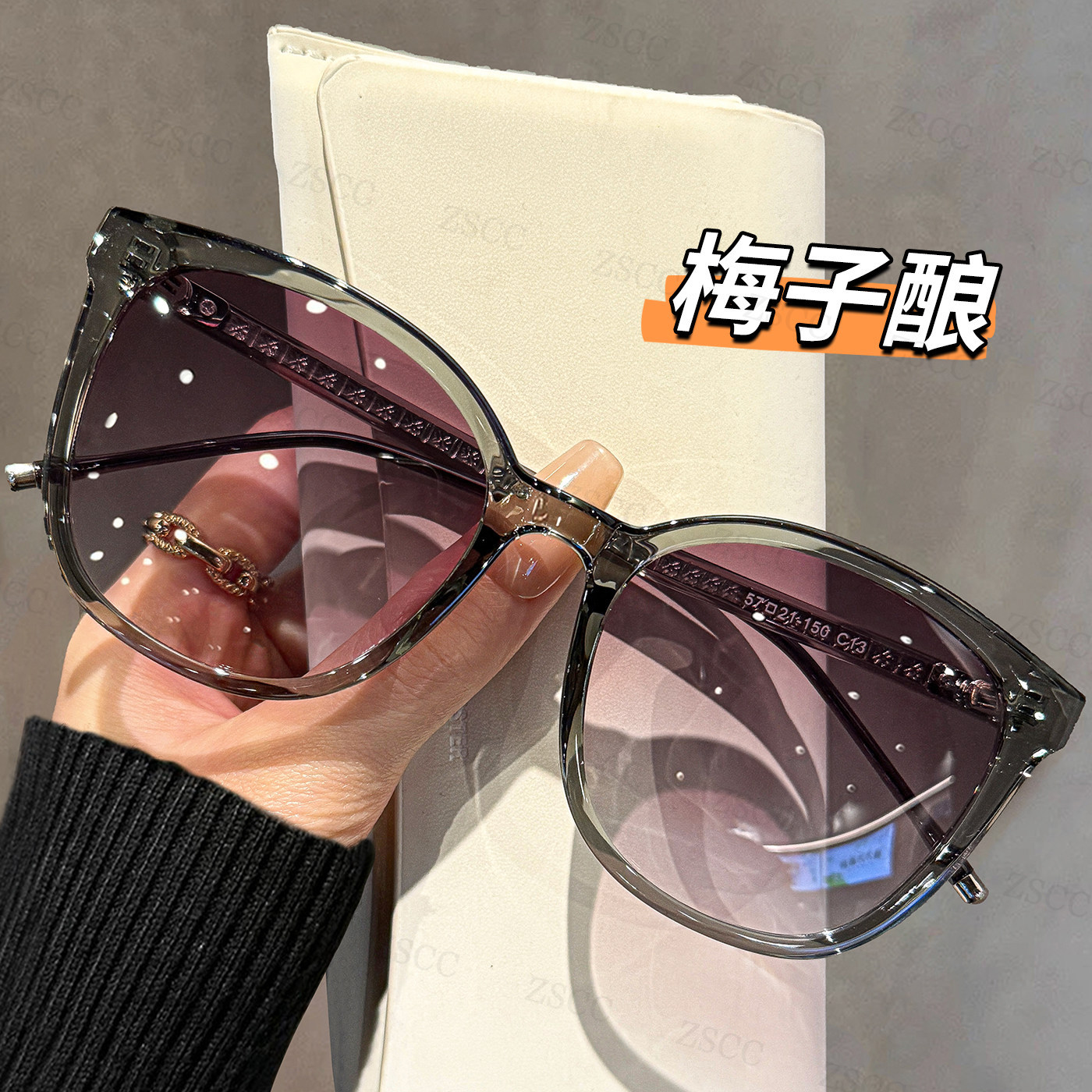 S55001超大框茶色偏光墨镜女款2026新款大脸近视太阳眼镜防紫外线