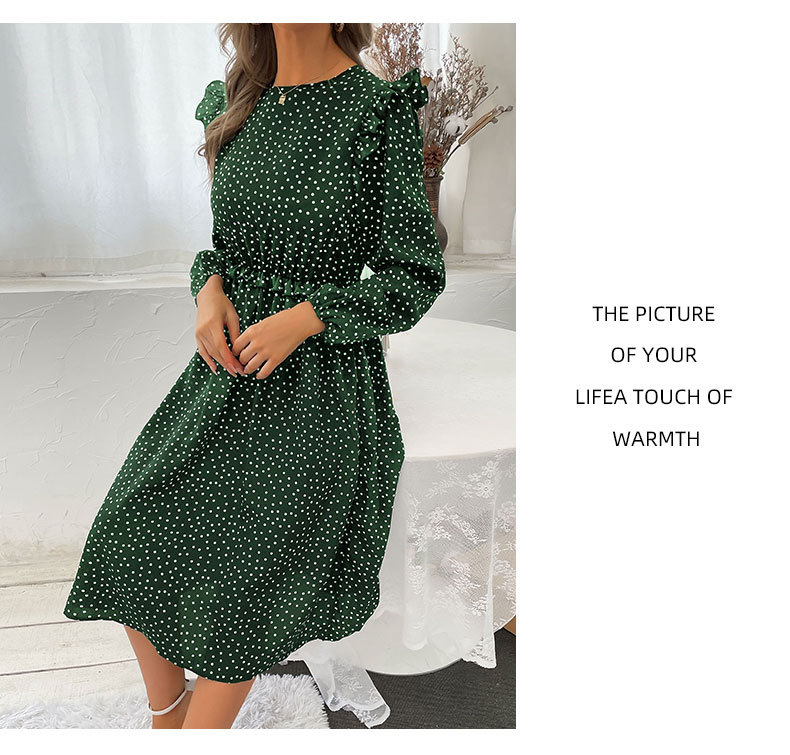 Lotus Leaf Sleeve Polka Dot Print Dress NSDMB104546