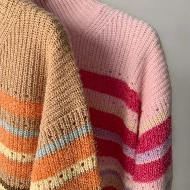 Color Striped Pullover Sweater Image 4