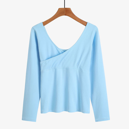 Ballet practice suit V-neck gymnastics suit grading long-sleeved backless yoga form suit modern dance suit top