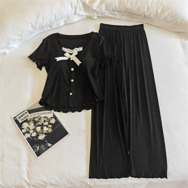 Summer pijama with bow, set, with short sleeve