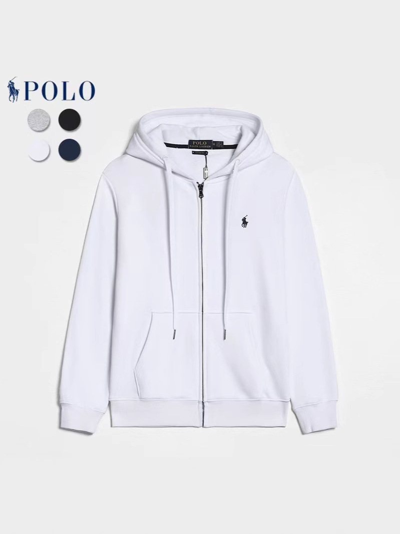 春秋タイプのポール長袖パーカー男性カジュアルファスナー純色刺繍小馬標ファスナーカーディガンコート