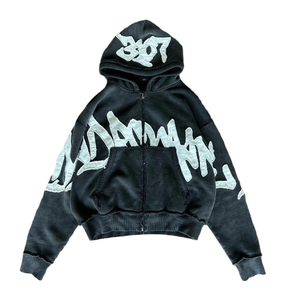 Herrenbekleidung Mode Sweatshirts Neue Tops Stickerei Trendy Persönlichkeit Straße Lose Strickjacke Sweatshirt_voghion.com