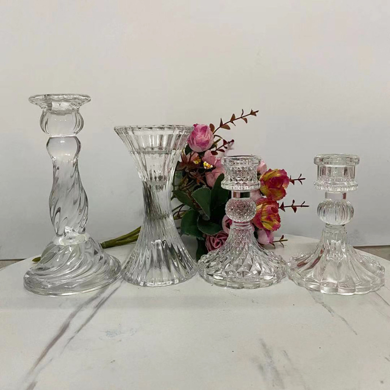 De estilo europeo simple ins vidrio candelabro hogar varilla de cera base romántica mesa de comedor titular de la vela decoración del hogar creativo