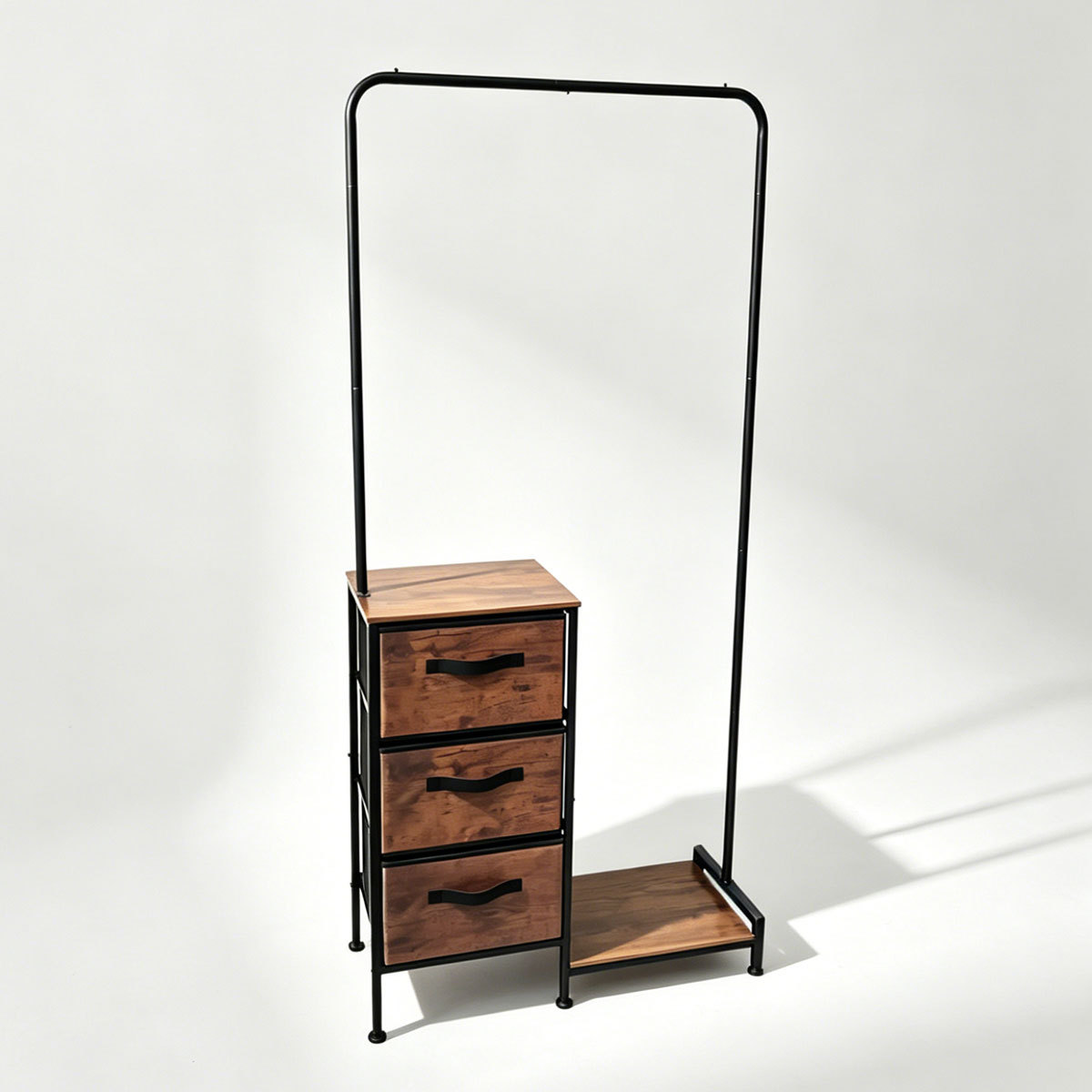 Perchero de Pie con Cajón de Hierro y Madera Plegable para Dormitorio image 5