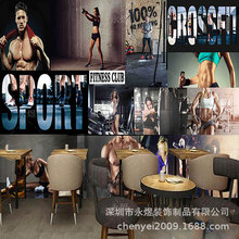 健身房励志海报装饰壁画健美美女马甲线肌肉男女图片宿舍动感壁纸