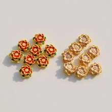 沙金保色电镀直孔串珠莲花散珠饰品配件 DIY手工编织手绳手链材料
