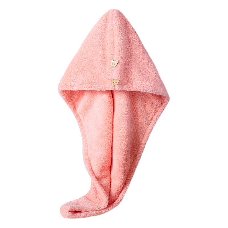 Gorro de secado de pelo de doble capa de coral grueso color caramelo suave súper absorbente pañuelo de secado rápido Toalla de secado de pelo 2 paquetes