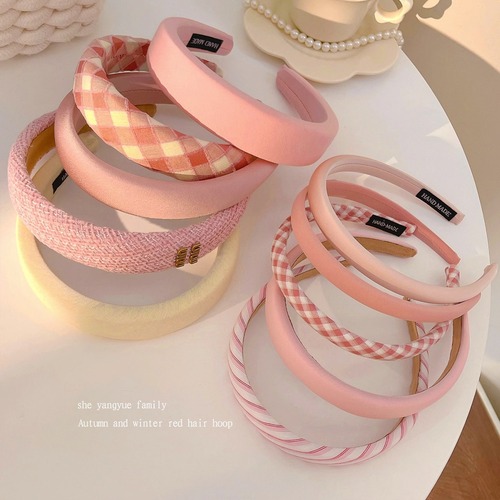 Pink hairband for women summer wide-brimmed high-top hairpin  new style hair bundle sweet temperament face wash hairpin headwear