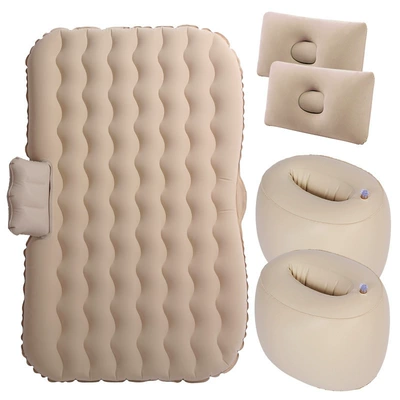 Vehicle-mounted inflatable bed, Car Seat Protector, Flocking - split-wavy-beige