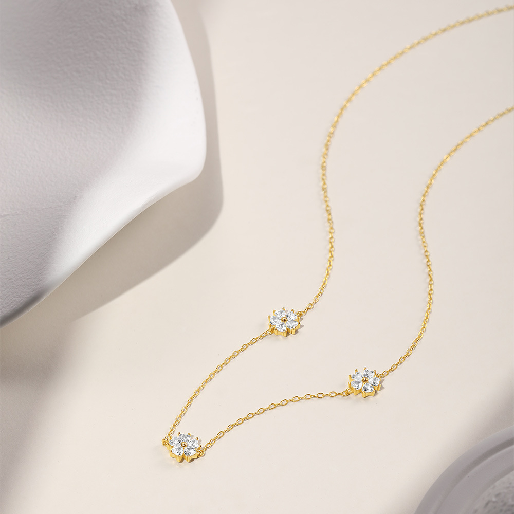 Shiny, IG Style Style 925 Sterling Silver Zircon Flower Rings Earrings Necklace