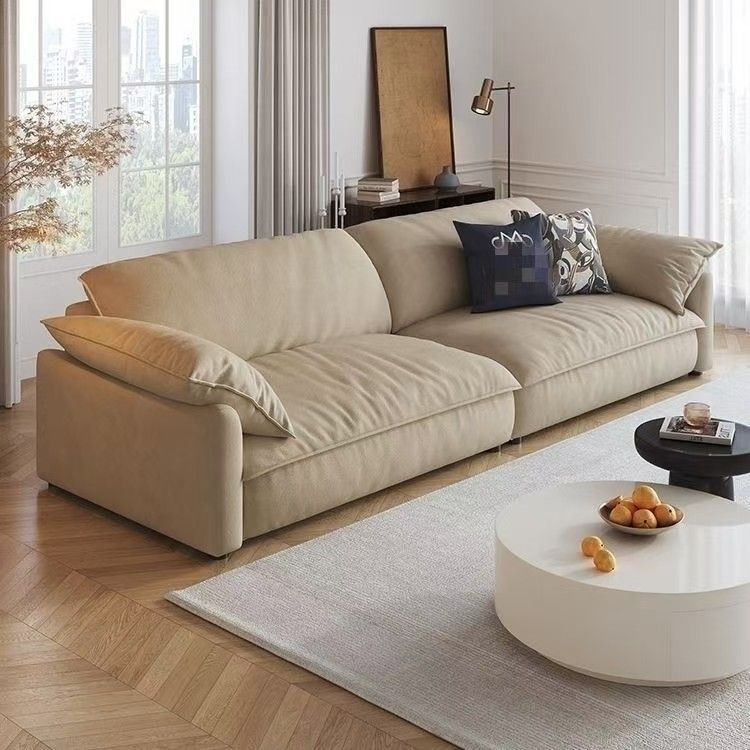 Light Luxury New Cloud Sofa for Large and Small Living Rooms, Simple Modern Cream Style Tofu Block Straight Row Fabric Sofa