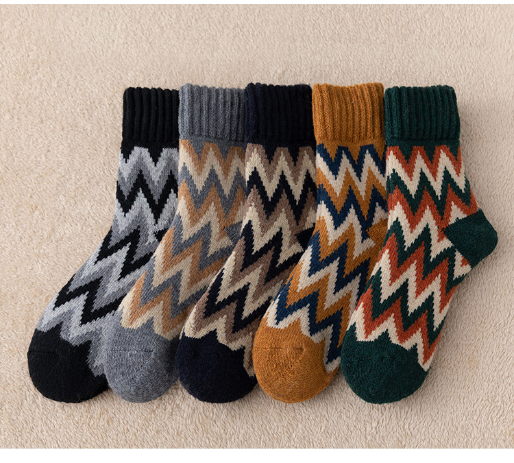 Unisex uldsokker ekstra tykke mænds mid tube sokker efterår og vinter tykke varme frottéstrømper retro kashmir old man sokker_voghion.com