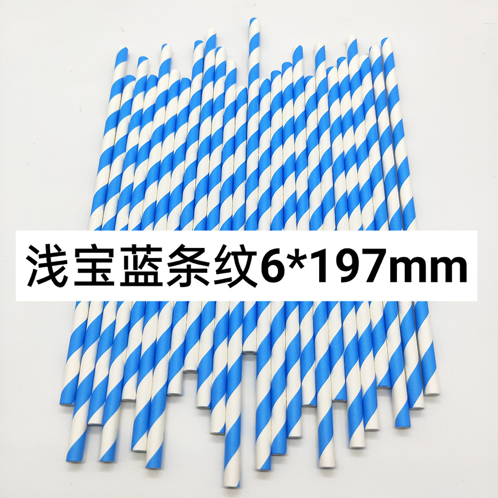 Combinación azul paja de papel desechable degradable papel Kraft bar fiesta postre pastel decoración tubo recto tubo para beber
