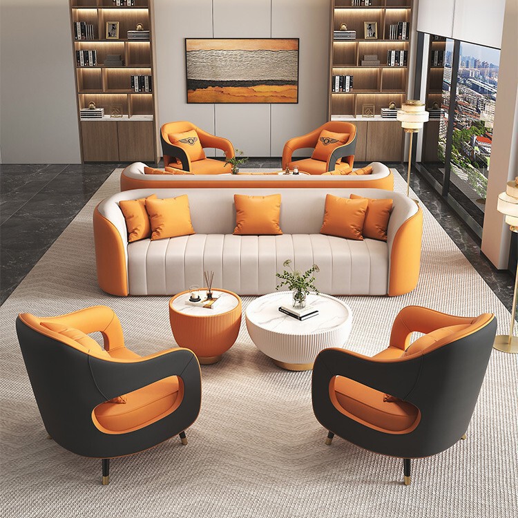 Nordic Business Office Reception Sofa Coffee Table Combination Hotel Lobby Reception Rest Area Negotiation Sofa Tables and Chairs