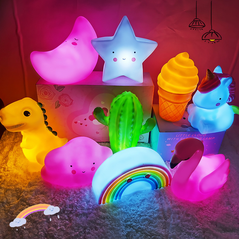 Creative LED induction lamp toggle battery vinyl lamp cartoon night light ornaments bedside lamp student gift night light