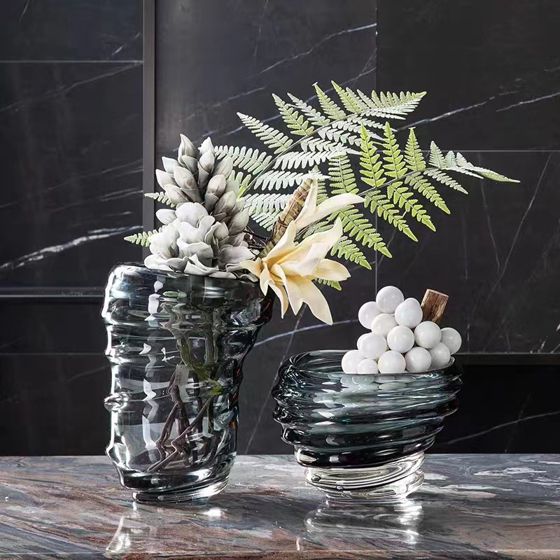 The new simple and transparent glass water fruit plate light luxury…