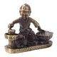 Antique collection antique make old bronze alloy dripping into gold boy push grinding stone grinding Metal Handicraft ornaments