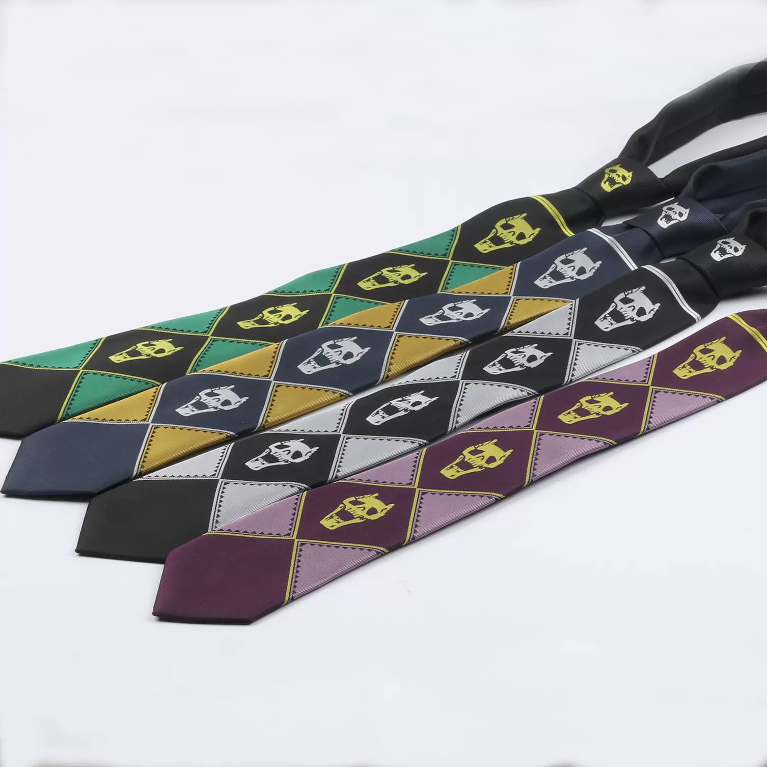 日版JOJO领带 吉良吉影奇妙冒险骷髅头黑色JK拉链领带男士手打