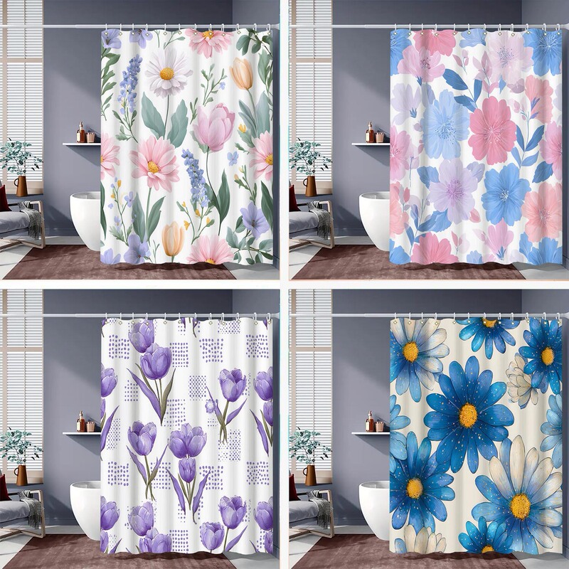 Amazon Cross-Border Plaid Waterproof Shower Curtain, Mildew-Proof Bathroom Toilet Shower Partition Curtain