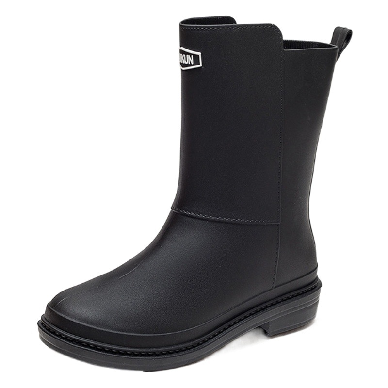 Botas de lluvia Zapatos impermeables de mujer de moda nuevos adultos de media pantorrilla ligeros antideslizantes forrados de lana gruesa caliente desgaste exterior resistente al desgaste zapatos de goma
