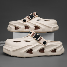 洞洞鞋男式夏季新款EVA厚底防滑耐磨凉鞋时尚拼色ins风沙滩包头拖