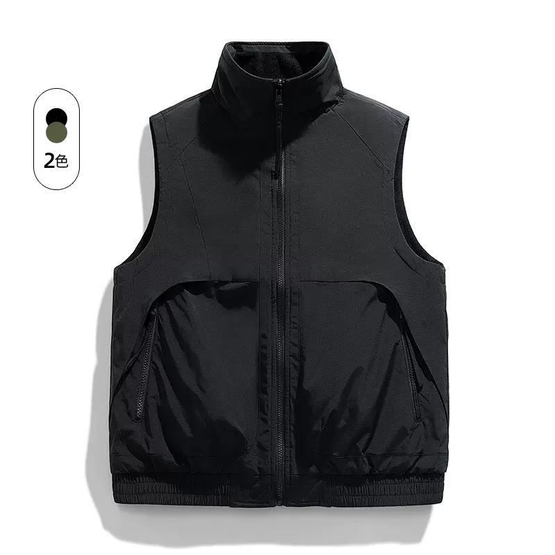 秋冬新款双面穿棉马甲外套户外工装韩版时尚立领无袖坎肩男士马夹