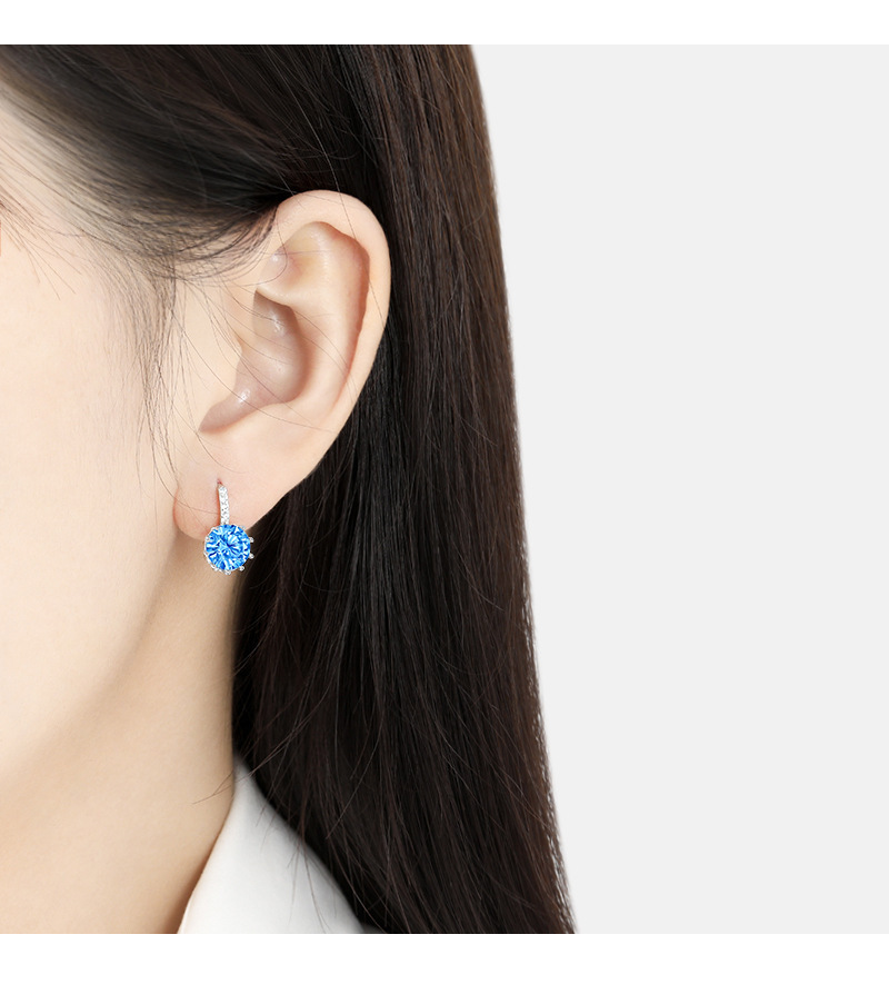 Zircon Inlay Material Earrings Classification 1 Pair Shiny Round Inlay Copper Zircon Earrings
